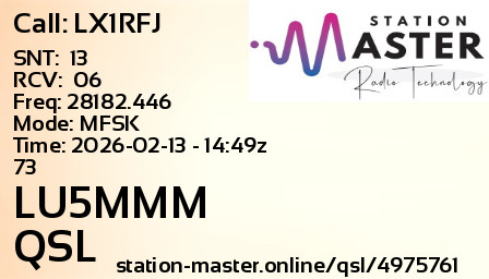 QSL Card for LU5MMM QSO with LX1RFJ