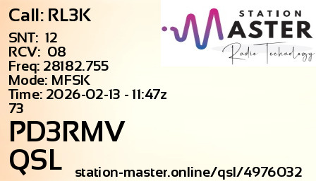 QSL Card for PD3RMV QSO with RL3K