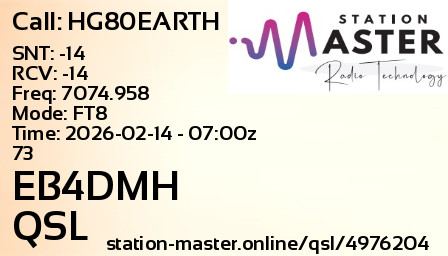 QSL Card for EB4DMH QSO with HG80EARTH