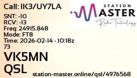 QSL Card for VK5MN QSO with IK3/UY7LA