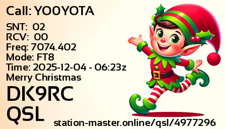QSL Card for DK9RC QSO with YO0YOTA