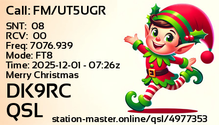 QSL Card for DK9RC QSO with FM/UT5UGR