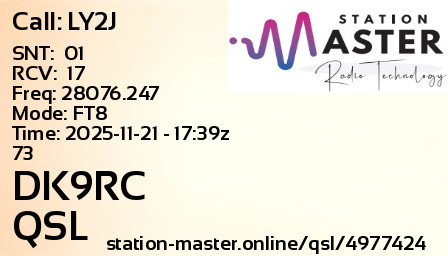 QSL Card for DK9RC QSO with LY2J