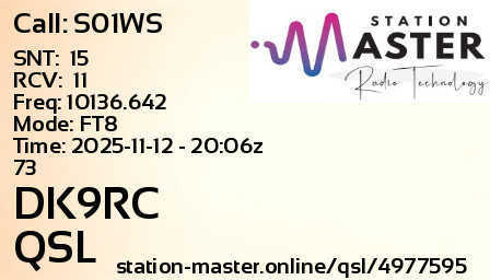 QSL Card for DK9RC QSO with S01WS
