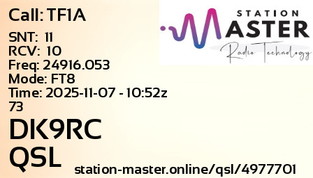 QSL Card for DK9RC QSO with TF1A