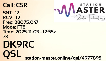 QSL Card for DK9RC QSO with C5R