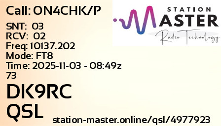 QSL Card for DK9RC QSO with ON4CHK/P