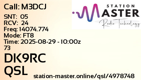 QSL Card for DK9RC QSO with M3DCJ