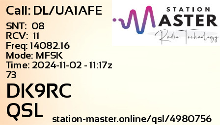 QSL Card for DK9RC QSO with DL/UA1AFE