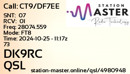 QSL Card for DK9RC QSO with CT9/DF7EE