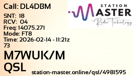 QSL Card for M7WUK/M QSO with DL4DBM