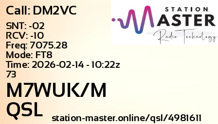 QSL Card for M7WUK/M QSO with DM2VC