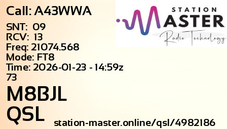 QSL Card for M8BJL QSO with A43WWA