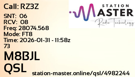 QSL Card for M8BJL QSO with RZ3Z