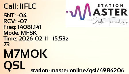 QSL Card for M7MOK QSO with I1FLC