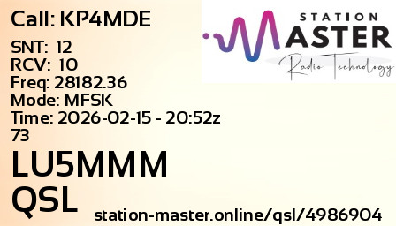 QSL Card for LU5MMM QSO with KP4MDE