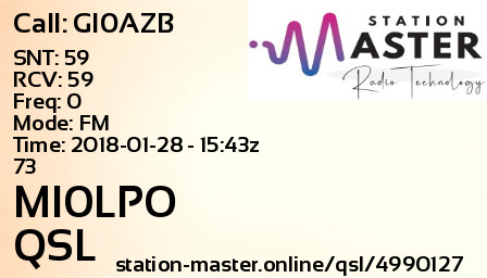 QSL Card for MI0LPO QSO with GI0AZB