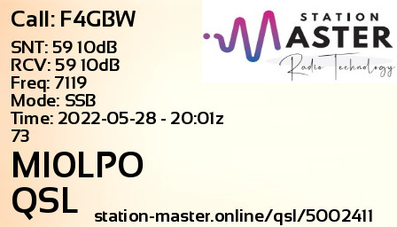 QSL Card for MI0LPO QSO with F4GBW