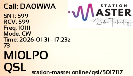 QSL Card for MI0LPO QSO with DA0WWA