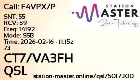 QSL Card for CT7/VA3FH QSO with F4VPX/P