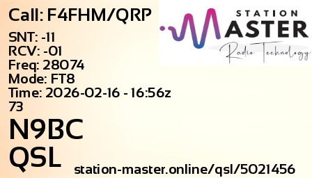 QSL Card for N9BC QSO with F4FHM/QRP