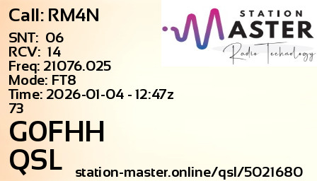 QSL Card for G0FHH QSO with RM4N