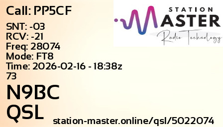 QSL Card for N9BC QSO with PP5CF
