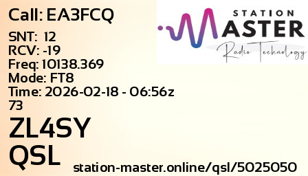 QSL Card for ZL4SY QSO with EA3FCQ