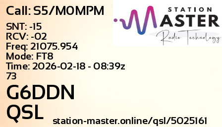 QSL Card for G6DDN QSO with S5/M0MPM