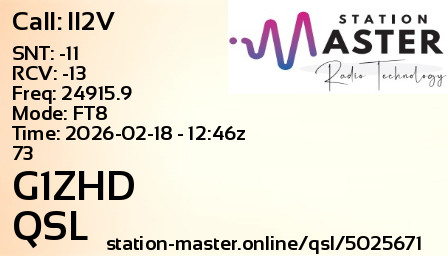 QSL Card for G1ZHD QSO with II2V