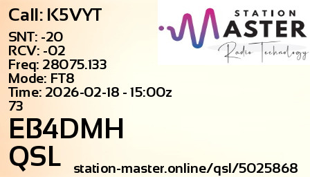QSL Card for EB4DMH QSO with K5VYT