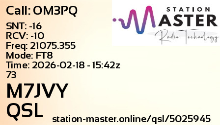 QSL Card for M7JVY QSO with OM3PQ