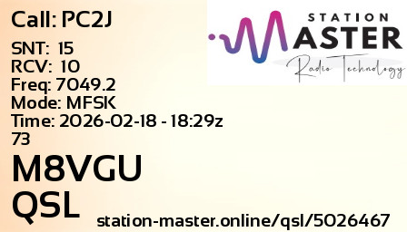 QSL Card for M8VGU QSO with PC2J