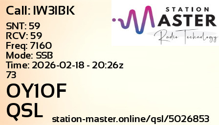 QSL Card for OY1OF QSO with IW3IBK