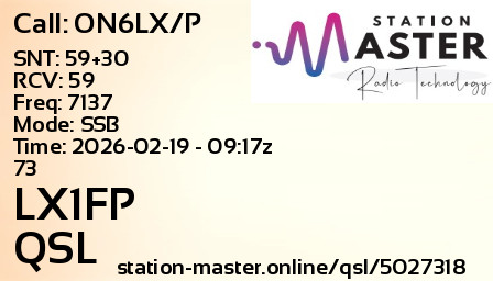QSL Card for LX1FP QSO with ON6LX/P