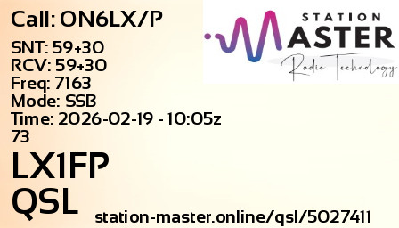 QSL Card for LX1FP QSO with ON6LX/P