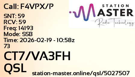 QSL Card for CT7/VA3FH QSO with F4VPX/P