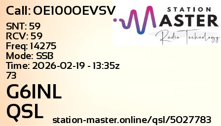 QSL Card for G6INL QSO with OE100OEVSV