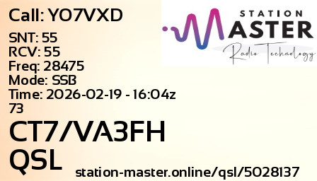QSL Card for CT7/VA3FH QSO with YO7VXD