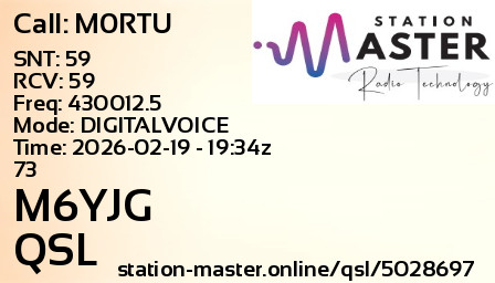 QSL Card for M6YJG QSO with M0RTU