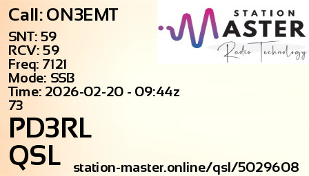 QSL Card for PD3RL QSO with ON3EMT