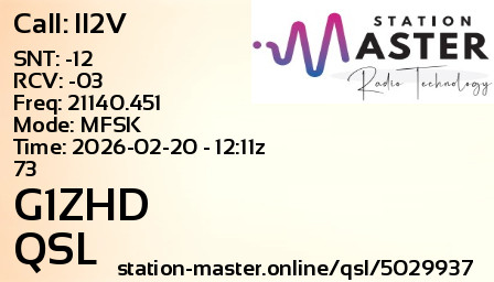 QSL Card for G1ZHD QSO with II2V