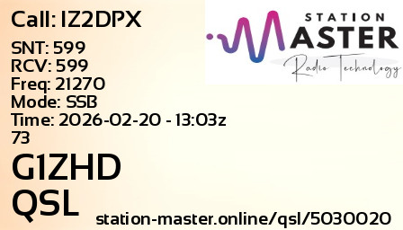 QSL Card for G1ZHD QSO with IZ2DPX