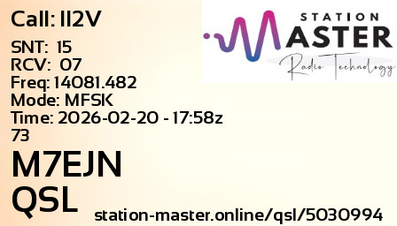 QSL Card for M7EJN QSO with II2V