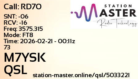 QSL Card for M7YSK QSO with RD7O