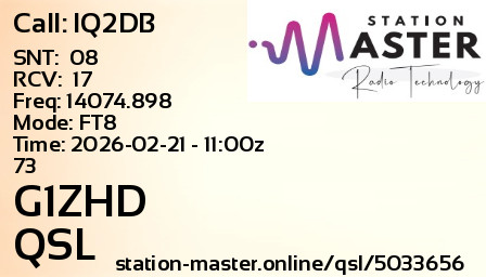 QSL Card for G1ZHD QSO with IQ2DB