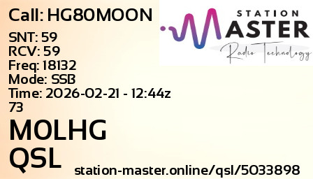 QSL Card for M0LHG QSO with HG80MOON