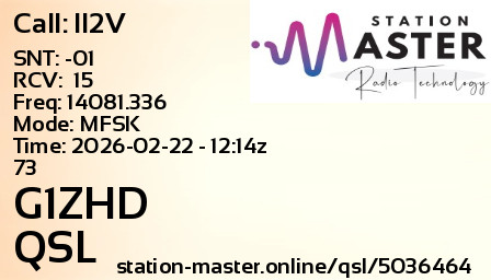 QSL Card for G1ZHD QSO with II2V