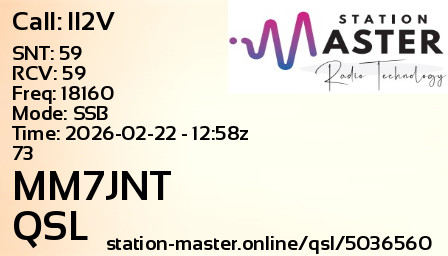QSL Card for MM7JNT QSO with II2V