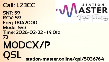 QSL Card for M0DCX/P QSO with LZ3CC